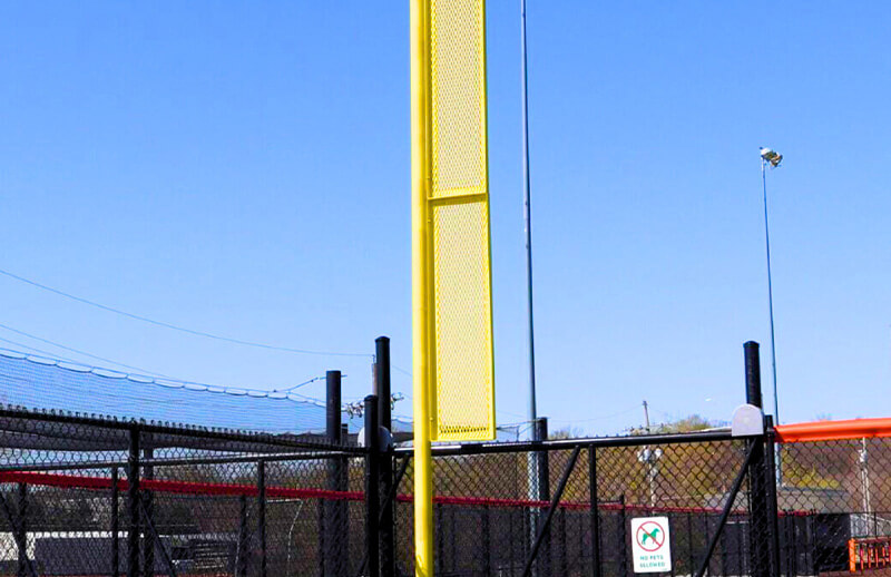 Steel foul pole installation